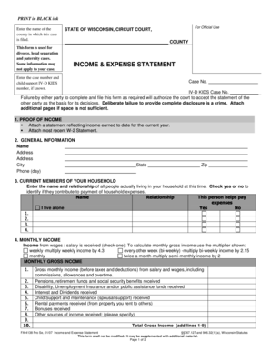 INCOME EXPENSE STATEMENT - Marinette County Wisconsin