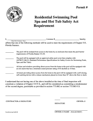 Florida Residential Swimming Pool Safety Affidavit