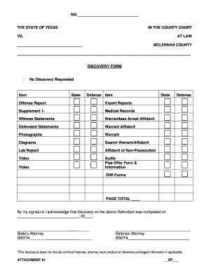 Texas Discovery Form