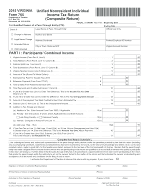 Virginia Form 765 Income Tax Return