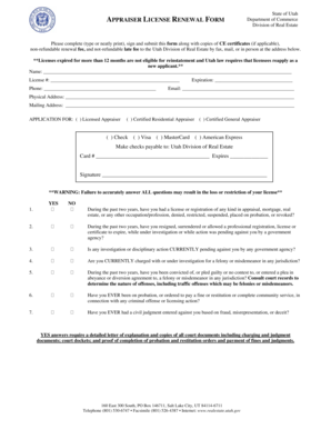 Utah Appraiser License Renewal Form