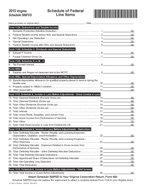 Virginia Schedule of Federal Form 500