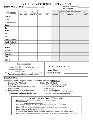 Vaccine Accountability Sheet
