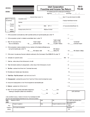Utah Franchise and Income Tax Return