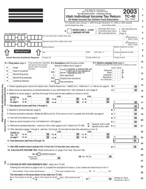 Utah Individual Income Tax Return TC-40