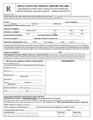 Utah Criminal History Record Application