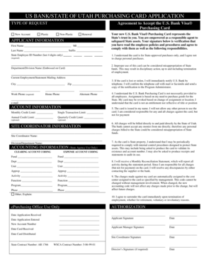 US Bank Utah Purchasing Card Application