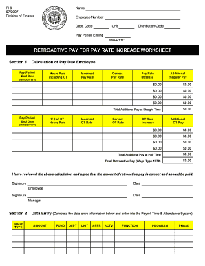 Retroactive Pay Worksheet