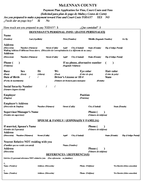 McLennan County Payment Plan Application