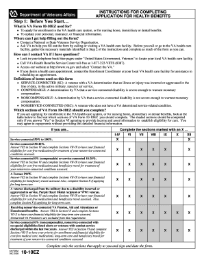 VA Form 10-10EZ Application for Health Benefits