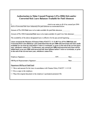 Authorization to Use Pre-2006 Sick Leave