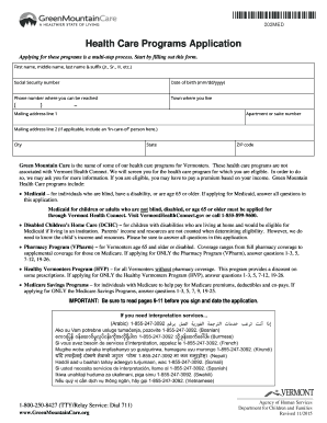Vermont Health Care Programs Application