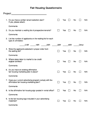 Fair Housing Questionnaire