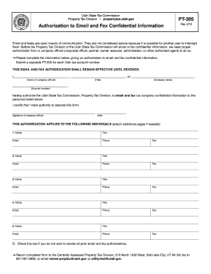 Utah Property Tax Email and Fax Authorization