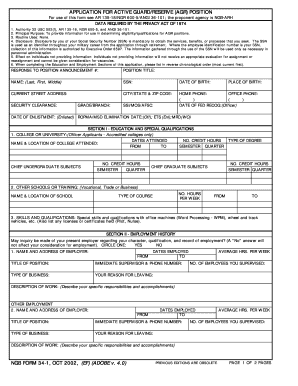 Application for Active Guard Reserve Position