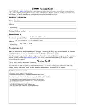 Utah GRAMA Request Form