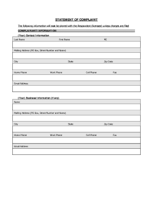 Statement of Complaint