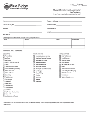 Student Employment Application