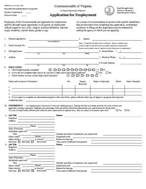 Virginia Employment Application Form