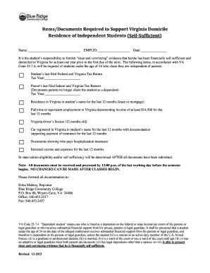 Virginia Domicile Evidence Form