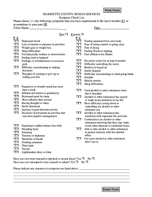 Marinette County Mental Health Symptom Checklist