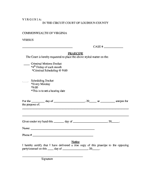 Virginia Criminal Motion Praecipe