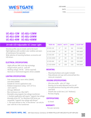 24-Volt LED Adjustable UC Linear Light Installation Form