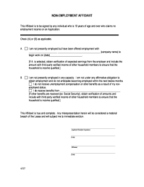 Non-Employment Affidavit
