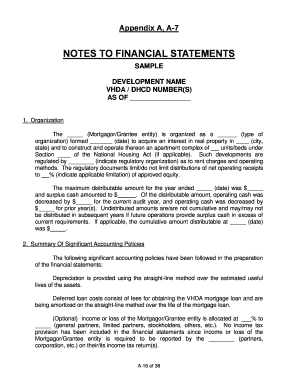 Notes to Financial Statements for Apartment Complex
