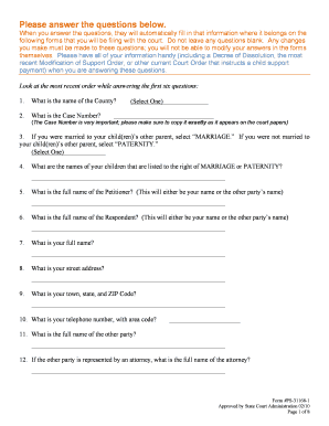 Child Support Modification Form