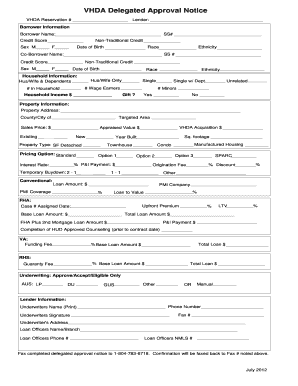 VHDA Delegated Approval Notice