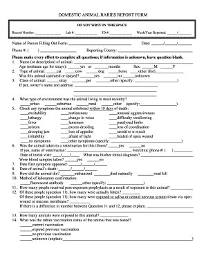 Domestic Animal Rabies Report Form