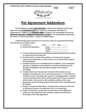 Pet Agreement Addendum