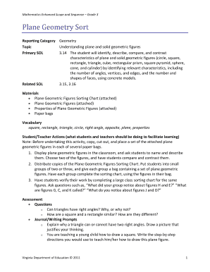 Grade 3 Plane Geometry Sort Activity