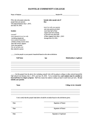 Student Dependency Verification Form