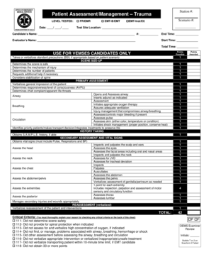 EMT Trauma Assessment and Management Form
