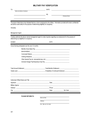 Military Pay Verification Form