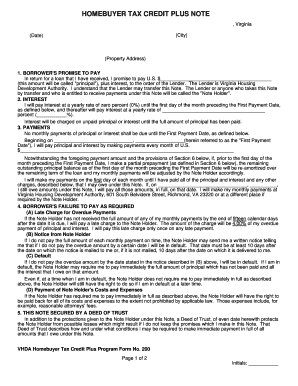Virginia Homebuyer Tax Credit Plus Note