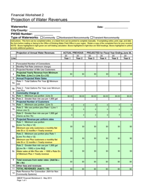 Water Revenue Projection Form