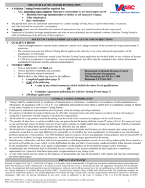 Solicitor Tasting Permit Application