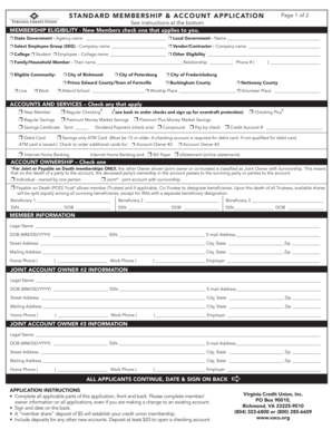 Standard Membership and Account Application