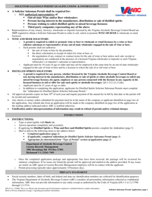 Virginia Solicitor Salesman Permit Application