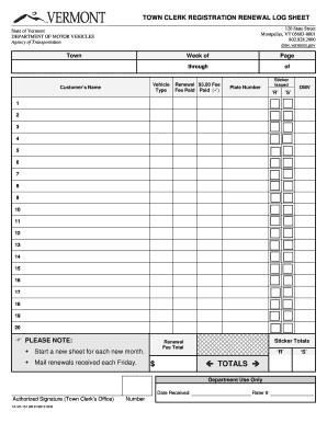 Vermont Vehicle Registration Renewal Form