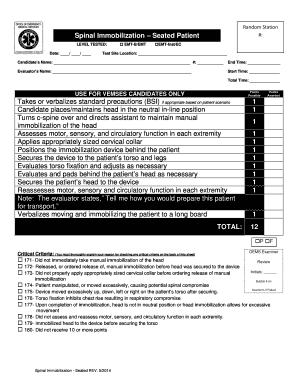 Spinal Immobilization Seated Patient Form