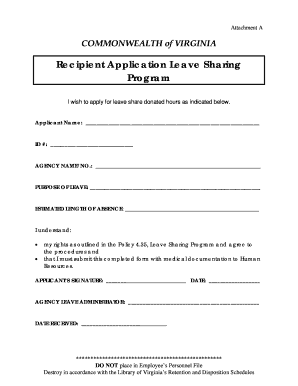 Virginia Leave Sharing Program Application