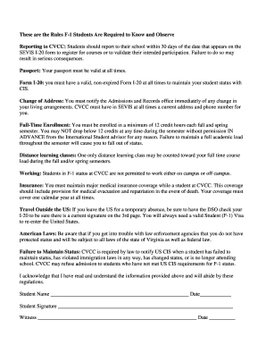 F-1 Student Compliance Agreement