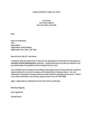 Interview Thank You Letter