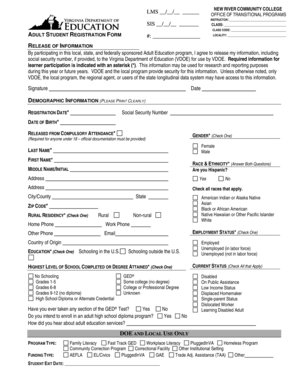Adult Student Registration Form