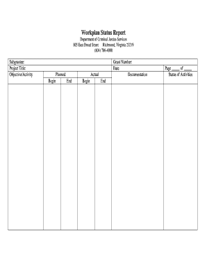 Short report definition - Department of Criminal Justice Services Workplan Status Report