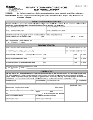 Virginia Manufactured Home Severance Affidavit
